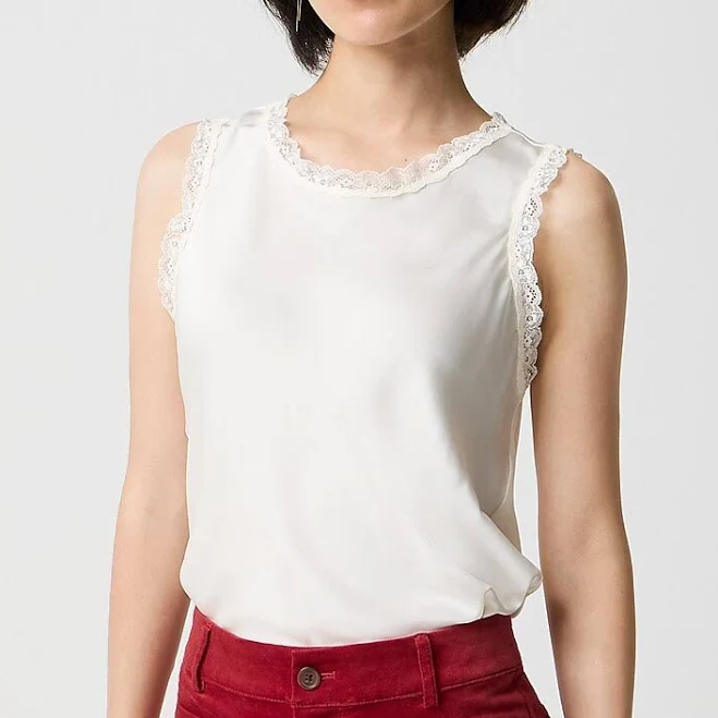 top J.Crew Women's Lace-Trim Satin Tank Top J.Crew Factory $49.99