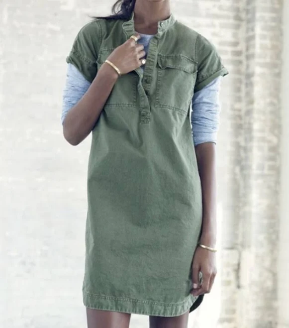 shirt dress J Crew Womens Military Shirt Dress Olive Green Utility Shirt Dress eBay - vanwagoner1004 $35