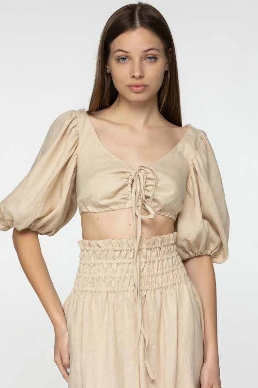 crop top Jasmine Linen Wrap Crop Top True Things $38.92