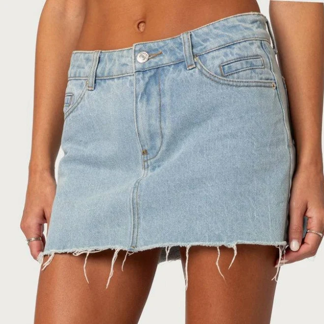 skirt Jessie Low-Rise Denim Mini Skirt edikted $15.2