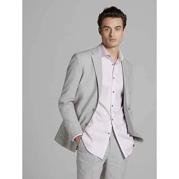 outerwear JOE Joseph Abboud Slim Fit Linen Blend Suit Jacket in Light Gray – Men’s Lightweight Blazer, Size 42 Short Men's Wearhouse $199.99