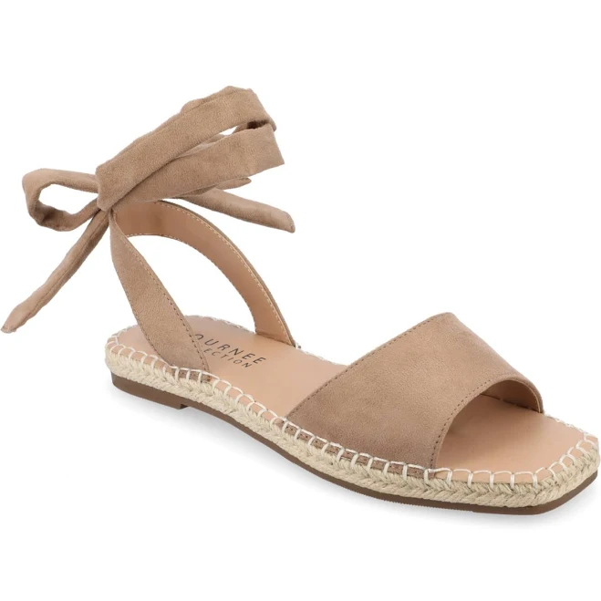 shoes Journee Collection Women's Emelie Espadrille Flat Sandals - Tan - Size 11W Macy's $50.4