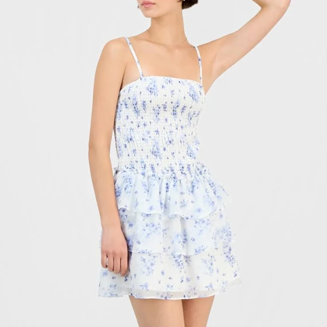 dress Just Polly Juniors' Sleeveless Tiered-Skirt Mini Dress Macy's $22.05