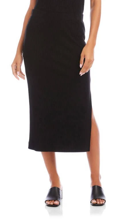 bottom Karen Kane Women's Ribbed Side-Slit Midi Skirt Nordstrom $88