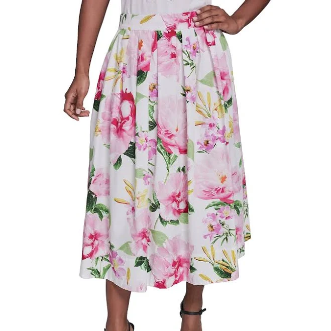 bottoms KARL LAGERFELD Paris Voile Floral Print Midi A-Line Skirt Dillard's $159