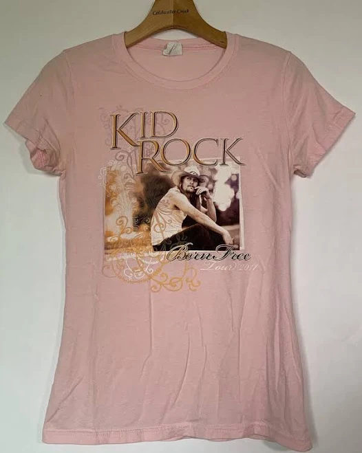 top Kid Rock Born Free Tour 2011 Women’s Pink Graphic T Shirt Fits Like Sz eBay - poppiesfrumatray $30