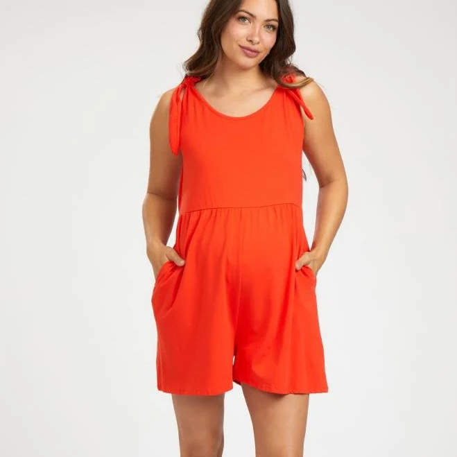 romper Knot Strap Maternity Romper PinkBlush Maternity $43