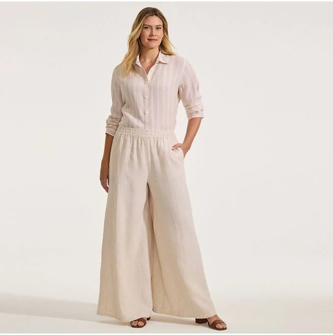 trousers Lands' End Women's Linen High Rise Palazzo Pants Lands' End $52.47