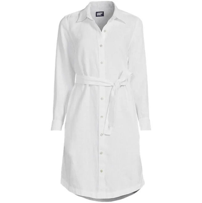 shirt dress Lands' End Women's Linen Long Sleeve Button Front Shirt Dress Lands' End $49.97