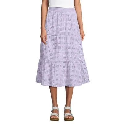 skirt Lands' End Women's Poplin Tiered Eyelet Midi Skirt Target $55.96