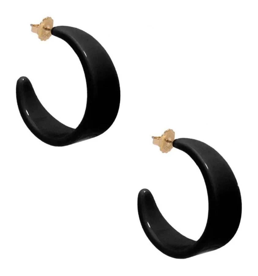 accessory Large Chunky Resin Hoop Earring in Multiple Colors Black Annie Jack TX $24