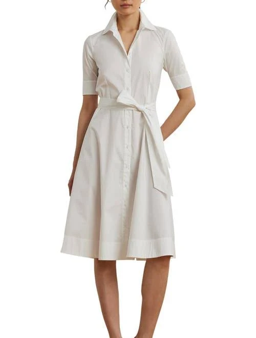 dress Lauren Women's Ralph Lauren Belted Cotton Blend Shirtdress Nordstrom $103.85