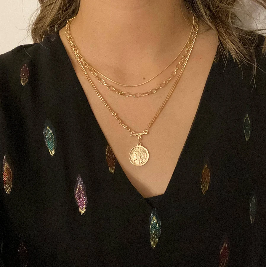 accessory Layered Gold Curb Chain Necklace Etsy - Seller $24