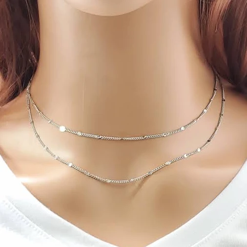 accessory Layered Silver Double Strand Necklace Set Etsy - GraceFilledJewels $28