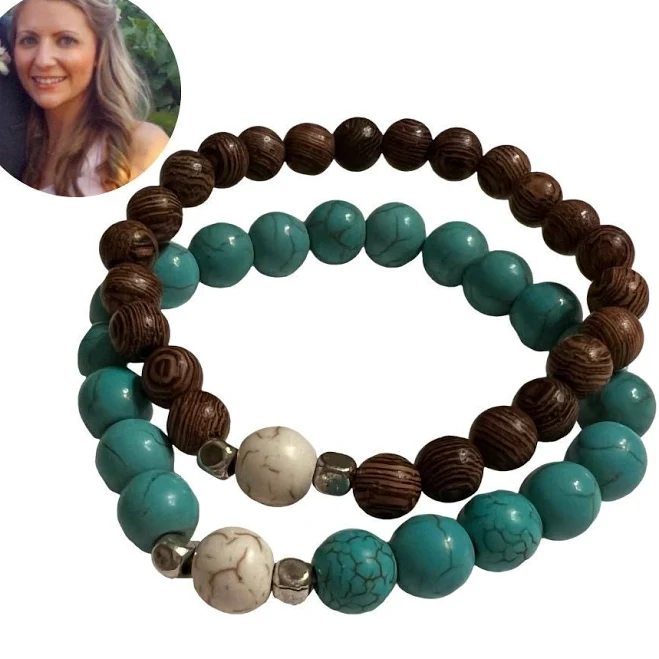 accessory Layered Wood Beaded Bracelet with Turquoise, Magnesite, and Wood Etsy - Seller $32
