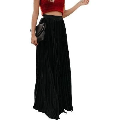 bottom LEVEN Sixteen Women's High Waist Flowy Pleated Chiffon Maxi Skirt Target $82.99