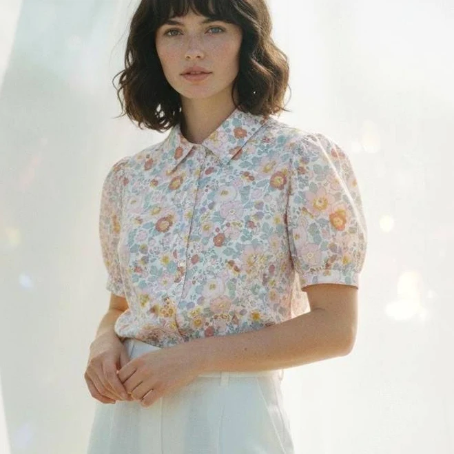 top Liberty London Floral Cotton Puff Sleeve Blouse Etsy - LibertyJardin $196.14
