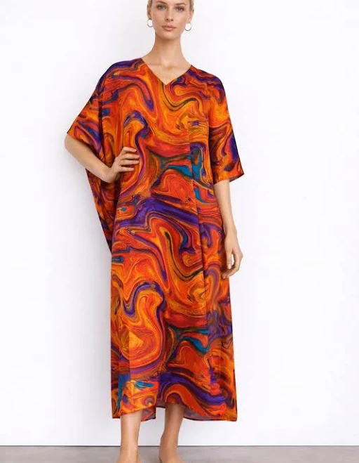 dress Lightweight Boho Abstract Print Kaftan Maxi Dress Etsy - Seller $21.2