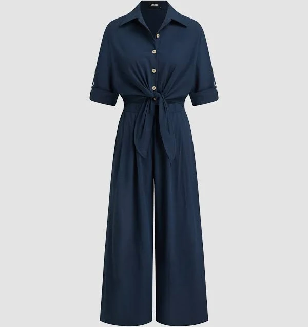 romper Linen-Blend Oversized Jumpsuit Cider $47.9