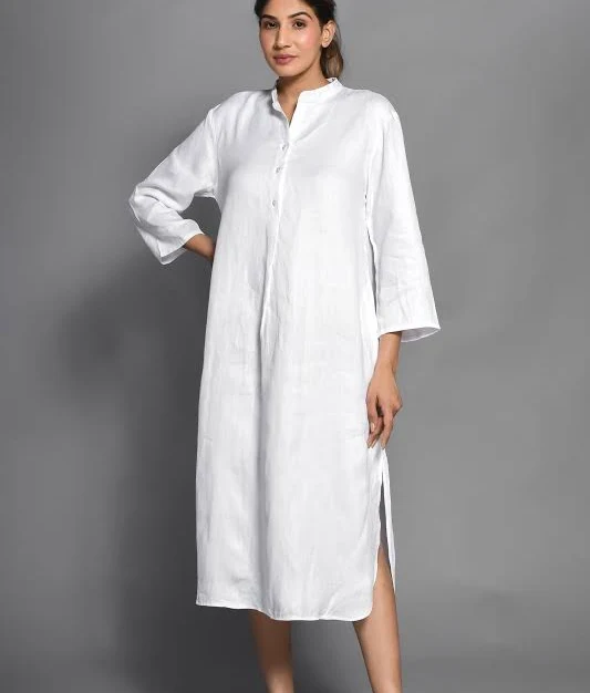 shirt dress Linen Button Front Tunic Dress with Side Slits Etsy - Crush4linen $82.52
