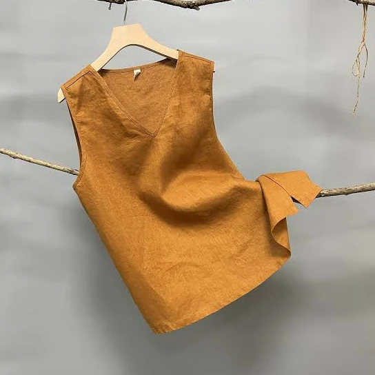 top Linen V-Neck Tank Top Etsy - Seller $52.99