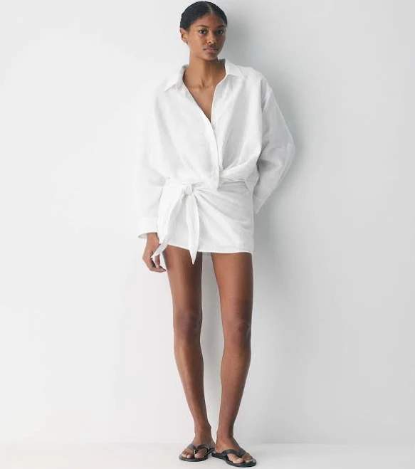 outerwear Little Moon Women's Portofino Linen Shirt Aritzia $98