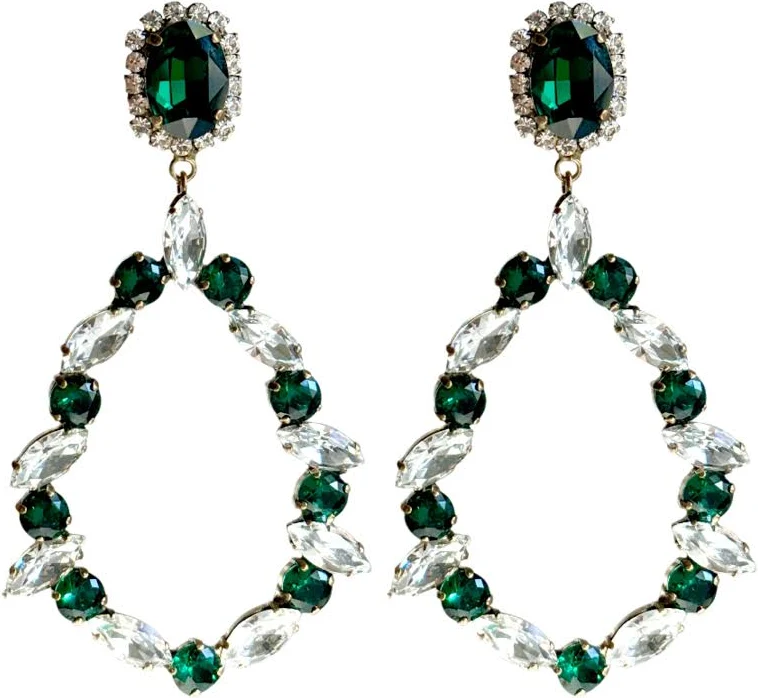 accessory Lizzy Emerald Crystal Chandelier Earrings Kimono Dragon NYC $245
