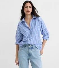 top Loft Women's Oversized Striped Poplin Shirt with Pocket LOFT $34.97