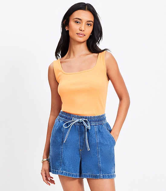 top Loft Women's Perfect Ribbed Square Neck Tank Top LOFT $10.78