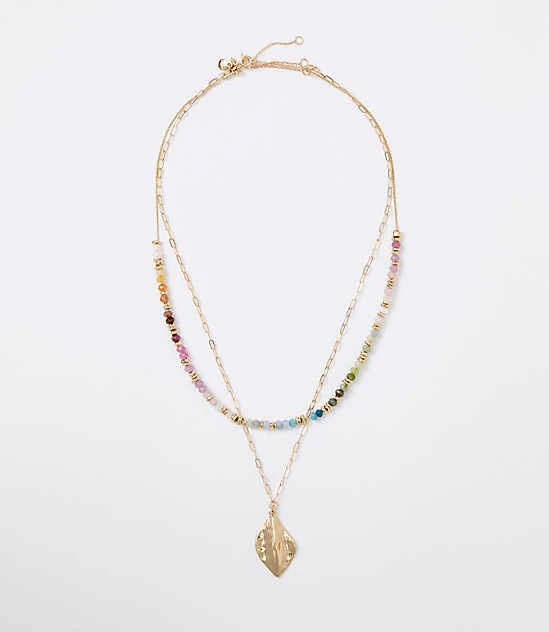 accessory Loft Women's Rainbow Beaded Charm Necklace LOFT $19.97