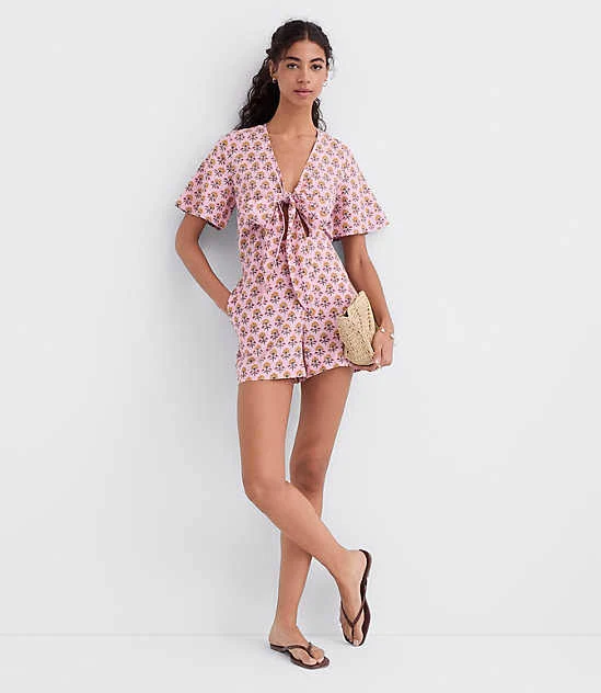 romper Loft Women's Tie Front Linen Cotton Romper LOFT $47.47