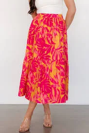 skirt Luana Tiered Skirt | Orange + Fuchsia Baltic Born $41.4