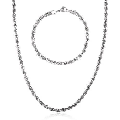 accessory Lucky Brand Men's Stainless Steel Rope Chain Necklace & Bracelet Set Nordstrom $40.5