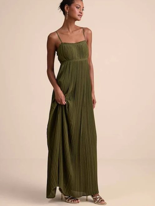 dress Lulus Delina Plisse Chiffon Tie-Back Maxi Dress Lulus $98
