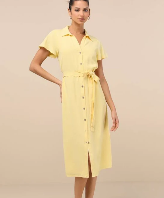 dress Lulus Linen Midi Dress Womens Lulus $69