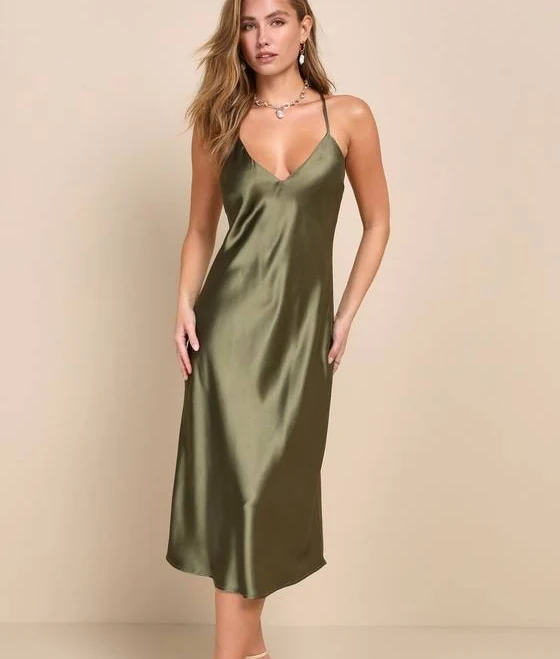 dress Lulus Satin Backless Slip Midi Dress Lulus $55.2