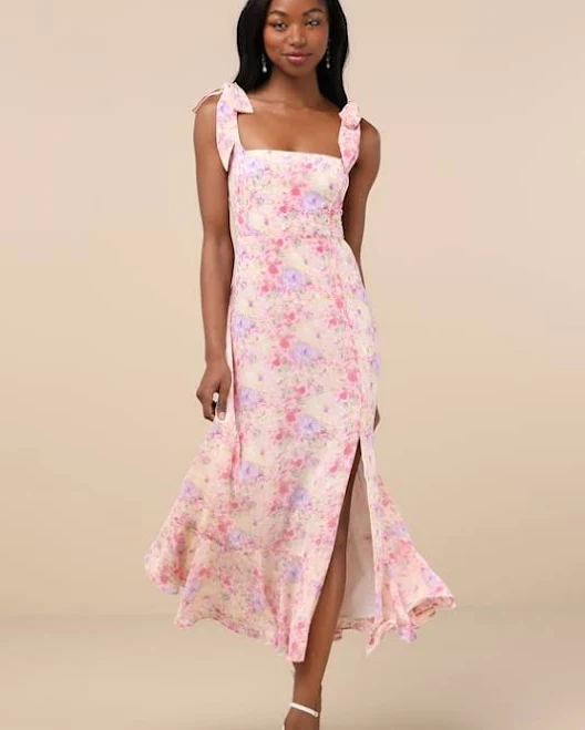 dress Lulus Tie-Strap Tiered Midi Dress Lulus $79