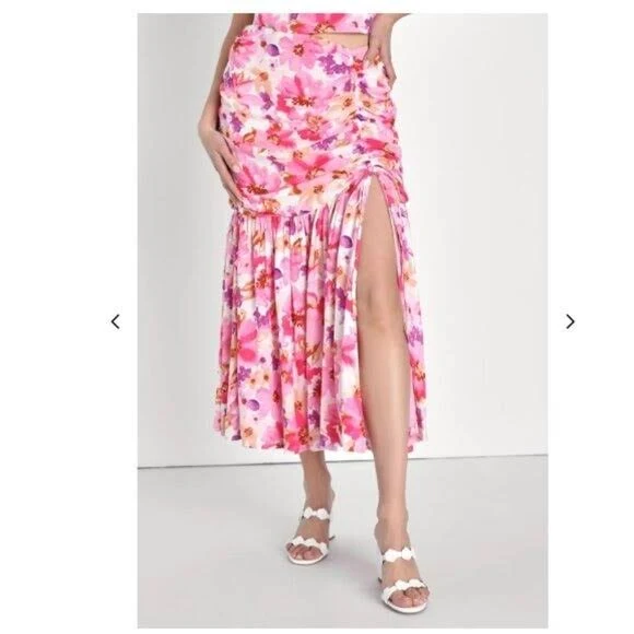 skirt Lulus Women's Flourishing Favorite Floral Ruched Maxi Skirt - Red - Maxi Skirts eBay - smrsi29 $44