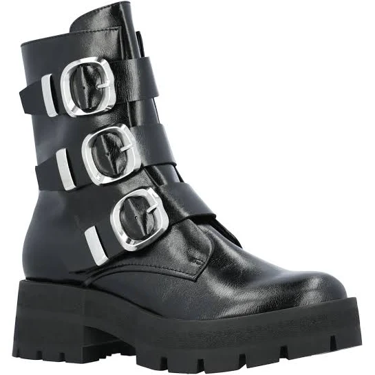 shoes Madden NYC Women's Faux Leather Buckle Combat Boots Walmart $15.35