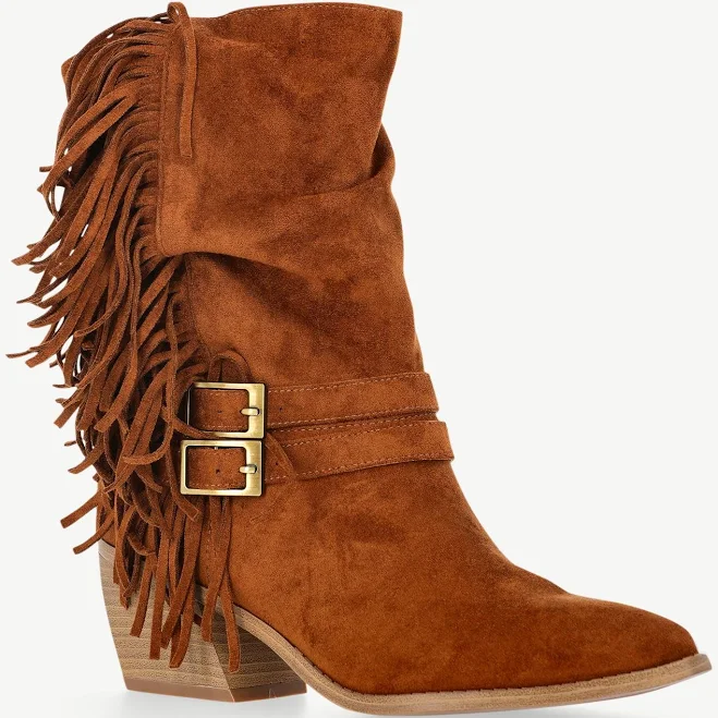 shoes Madden NYC Women's Faux Suede Fringe Boots Walmart $48