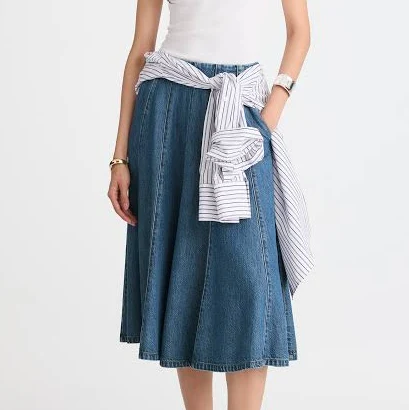 denim skirt Madewell Women's Airy Denim Flared Midi Skirt Madewell $42.5