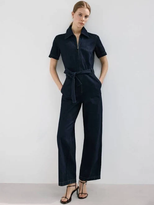 oversized outfit MANGO Belt Denim Jumpsuit shop.mango.com $99.99