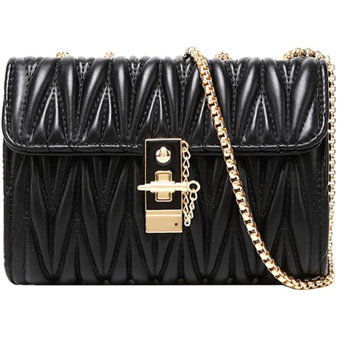 bag Mariakinz Quilted Leather Shoulder/Crossbody Bag and Purse with Convertible Chain Strap MariaKinz $24.75