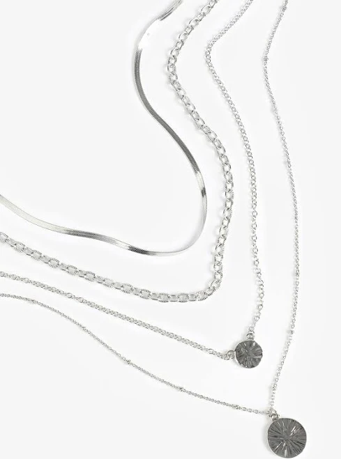 accessory maurices Women's Silver 4 Row Layered Necklace Maurices $16.99