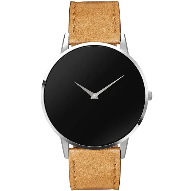 accessory Men's Leather Watch with Silver Case Teleio $179.95