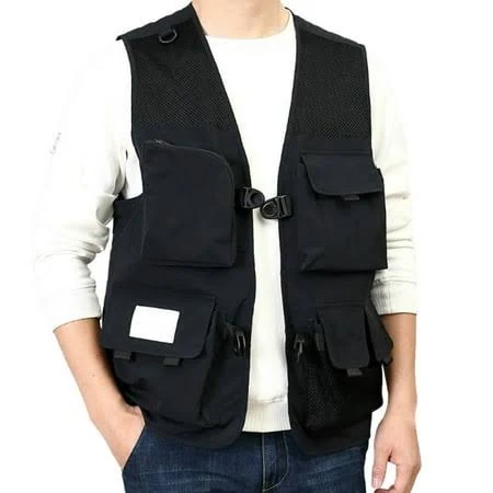 vest Men's Multi-Pocket Buckle Front Cargo Vest Walmart - Rvwovn Ltd. $22.07
