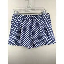 shorts Michael Kors Ikat Geometric Print Pleated Shorts Navy Blue White Orange Womens 6 Poshmark $25