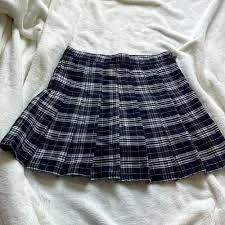 ultra-mini Mini skirt navy blue and white plaid Poshmark $13