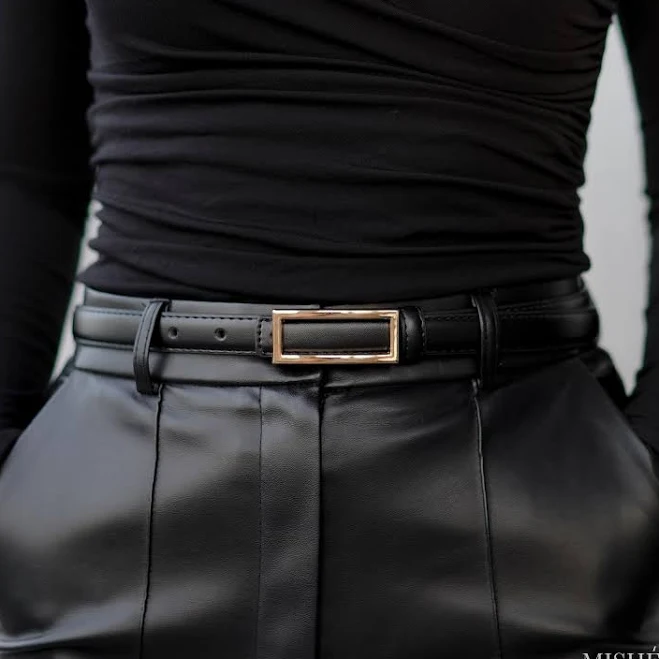 accessory Minimalist Leather Belt with Gold Buckle Etsy - Seller $33.6