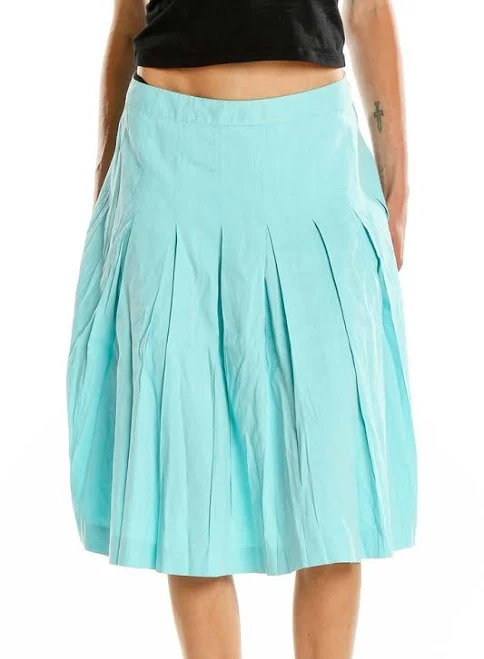 skirt Mint Pleated A-Line Midi Skirt SilkRoll $28